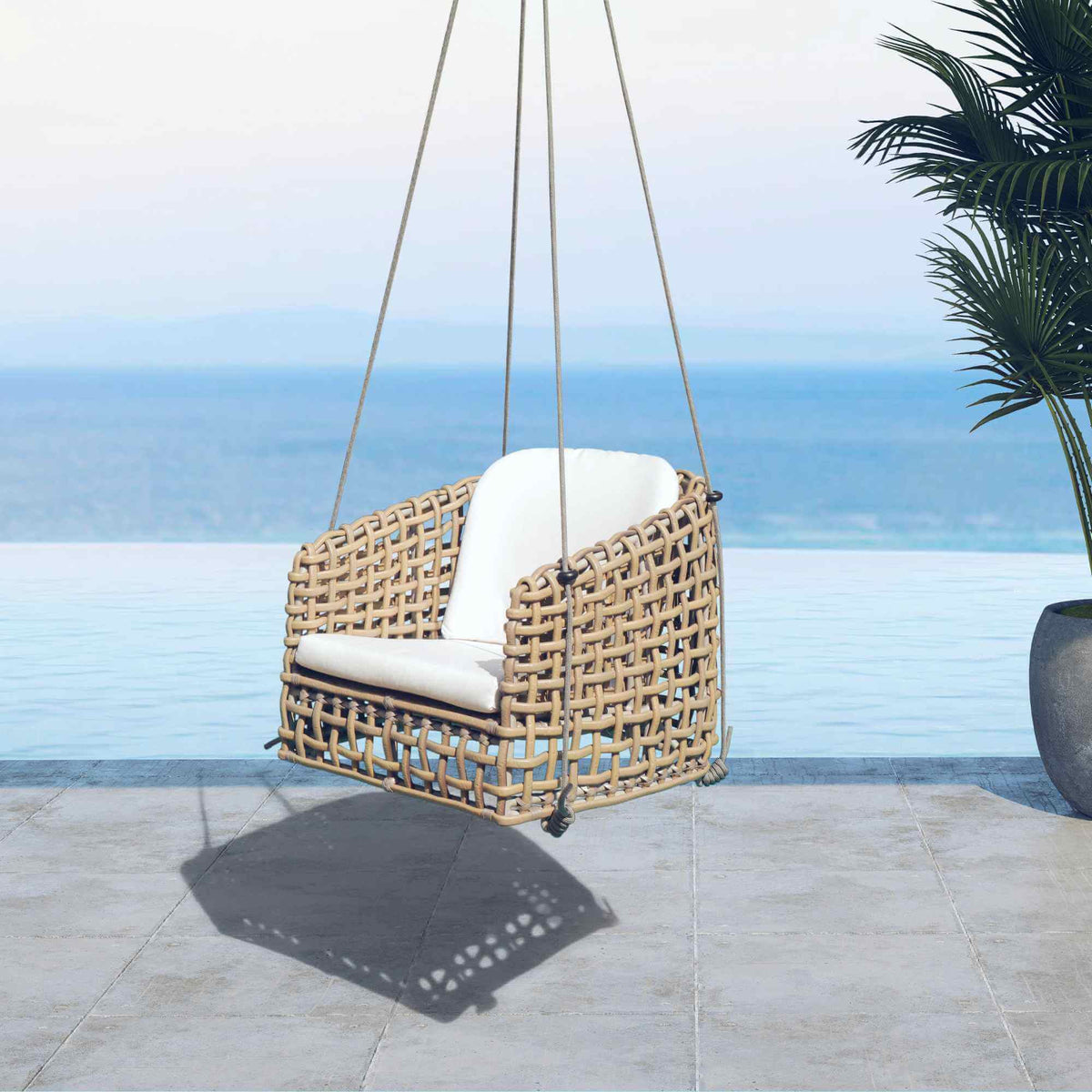 Dynasty Outdoor Hanging Dining Armchair with Sunbrella Cushion (Kubu Mushroom) (view 1)