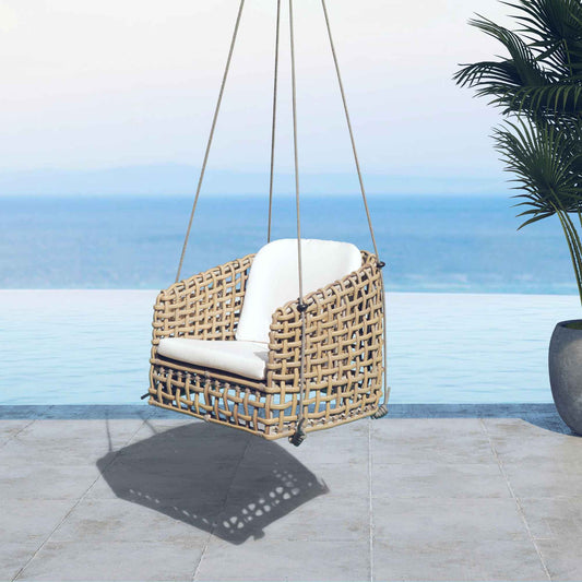 Dynasty Outdoor Hanging Dining Armchair with Sunbrella Cushion (Kubu Mushroom)