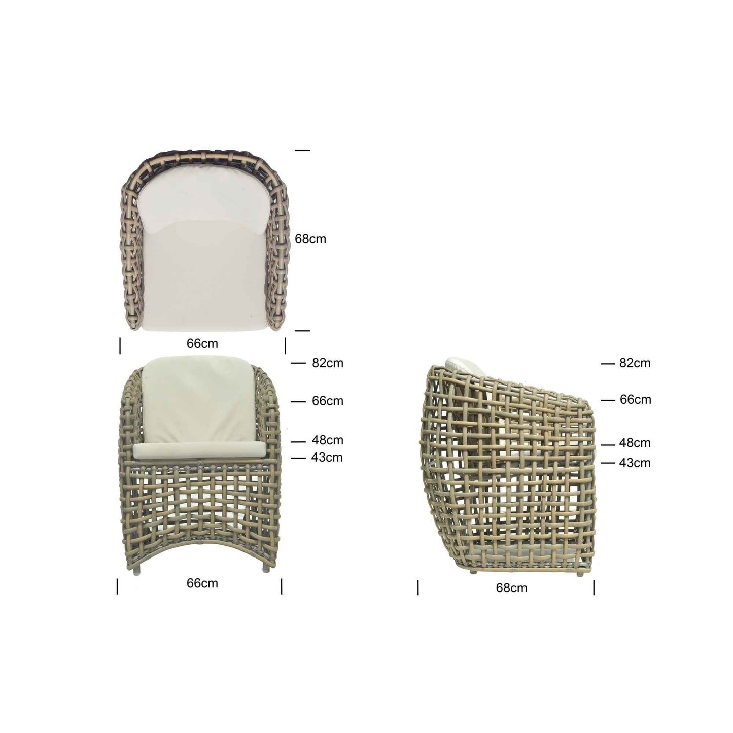 Dynasty 5-Piece Dining Set with Sunbrella Cushion (Kubu Mushroom)