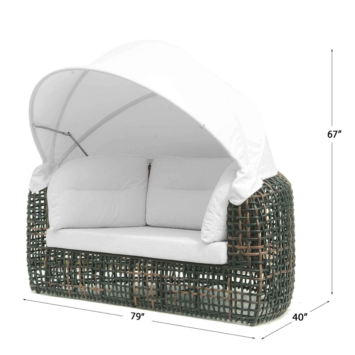 Dynasty Daybed with Canopy and Sunbrella Cushions (Black Mushroom) (view 5)