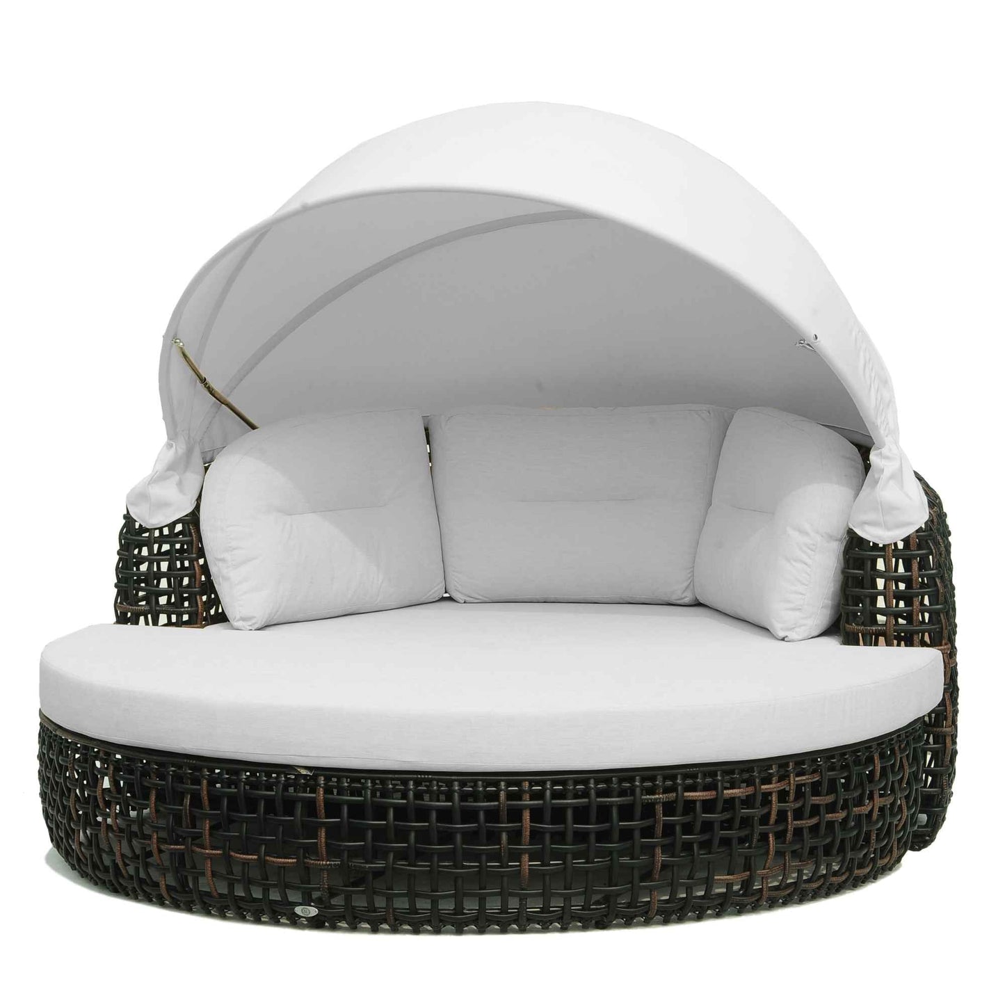 Dynasty Daybed with Canopy and Sunbrella Cushions (Black Mushroom)