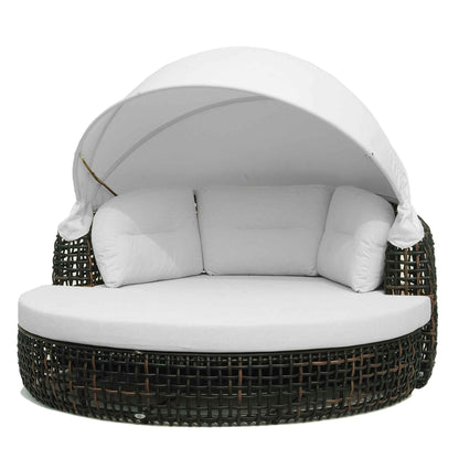 Dynasty Daybed with Canopy and Sunbrella Cushions (Black Mushroom)