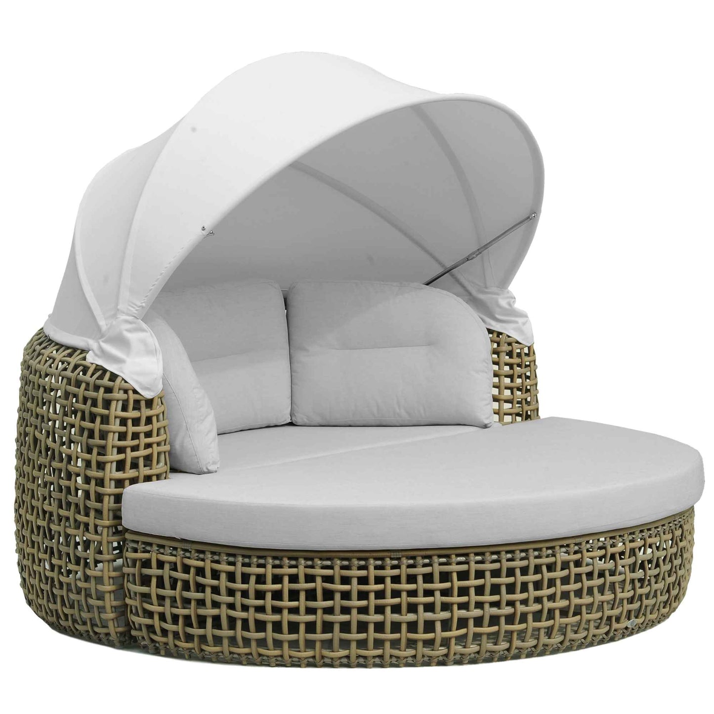 Dynasty Daybed with Canopy and Sunbrella Cushions (Kubu Mushroom)