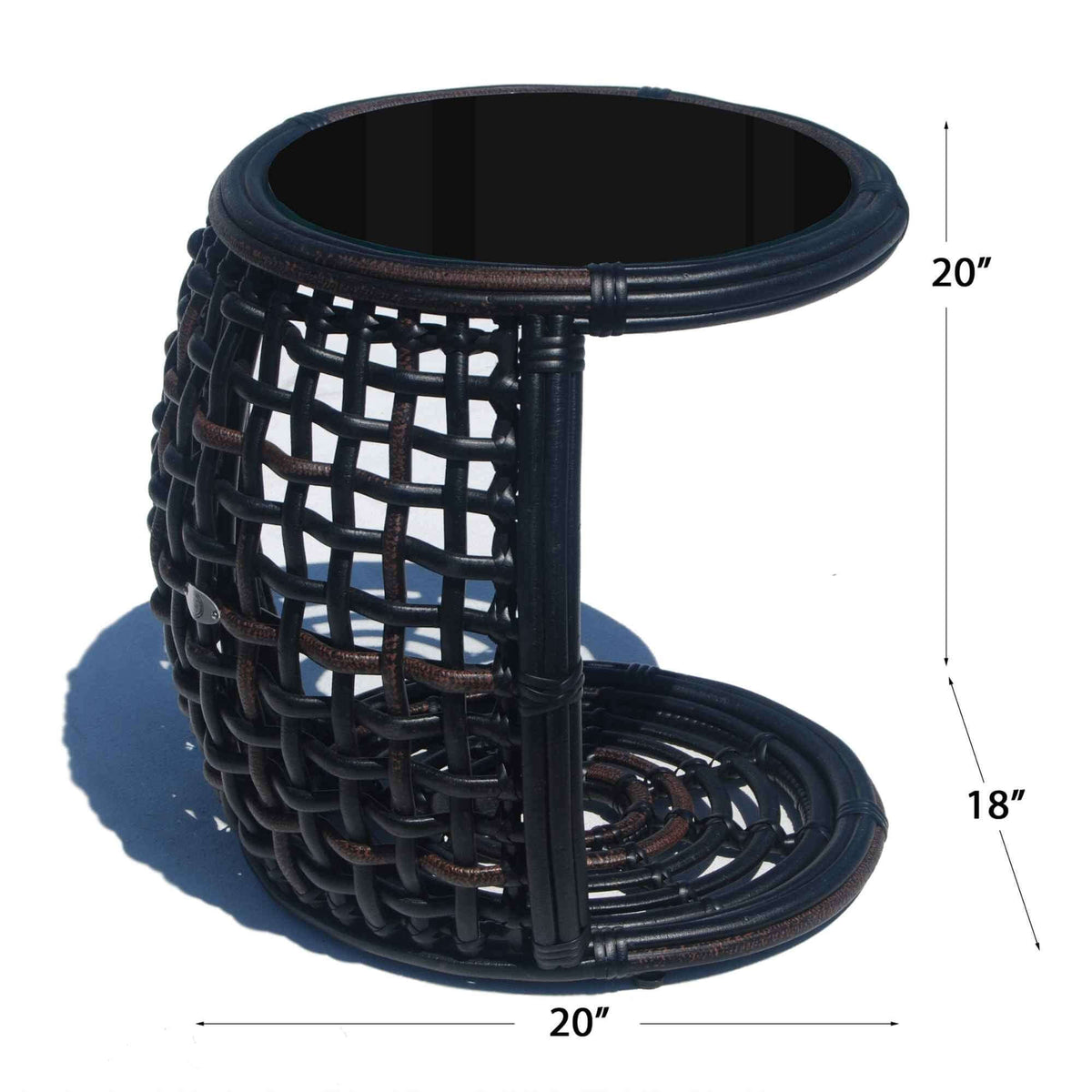 Dynasty Outdoor Auxiliary Table with Glass (Black Mushroom) (view 2)