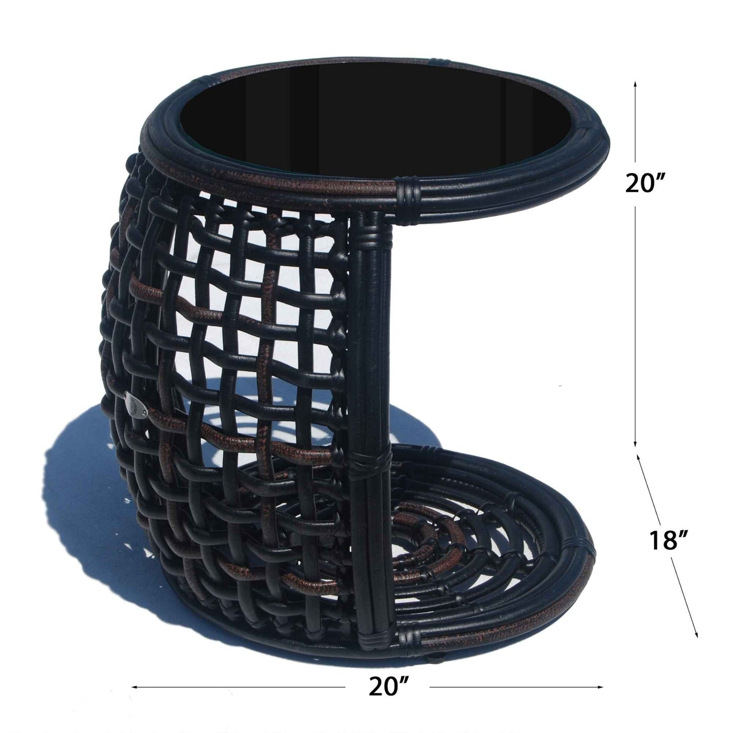 Dynasty Outdoor Auxiliary Table with Glass (Black Mushroom)