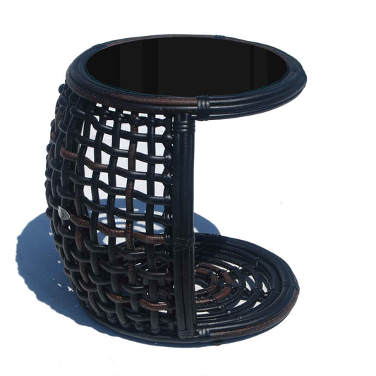 Dynasty Outdoor Auxiliary Table with Glass (Black Mushroom)