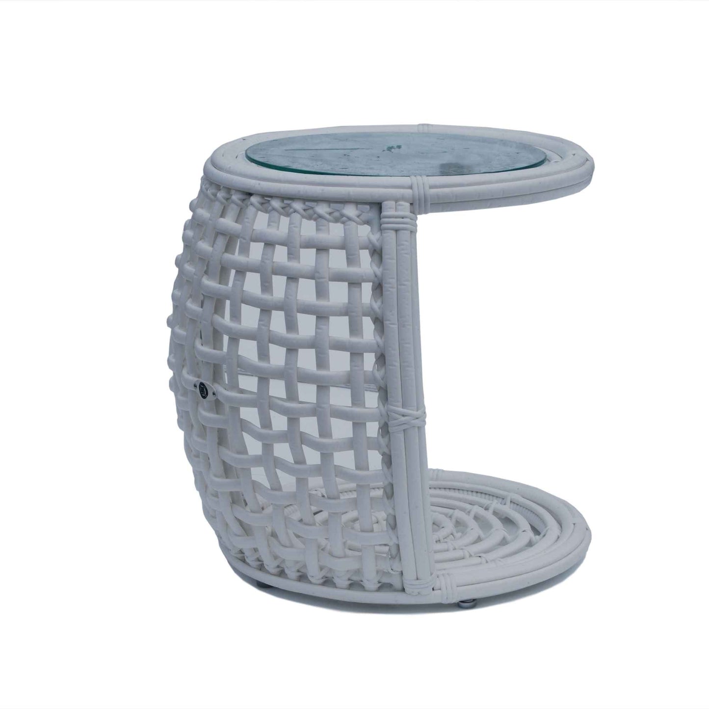 Dynasty Outdoor Auxiliary Table with Glass (White Mushroom)
