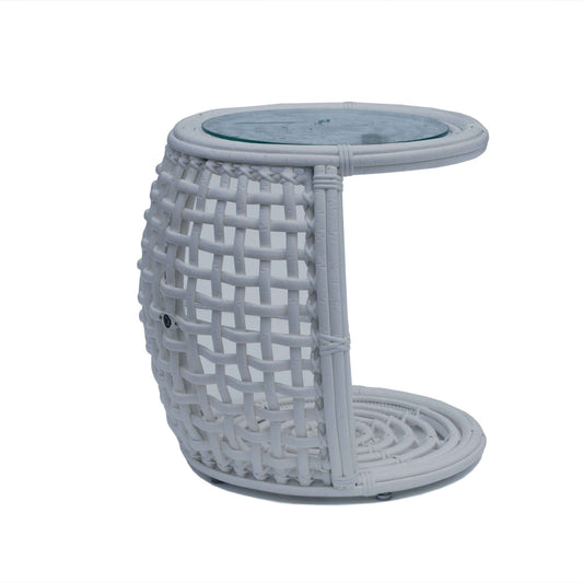 Dynasty Outdoor Auxiliary Table with Glass (White Mushroom)