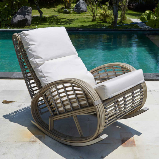 Dynasty Rocker with Sunbrella Cushion (Kubu Mushroom)