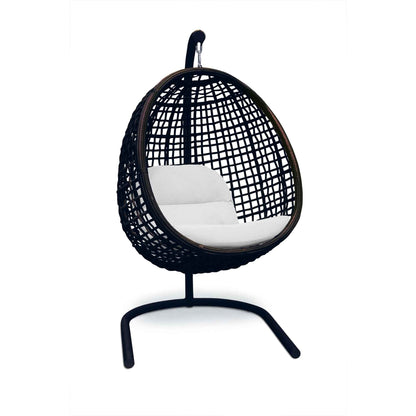 Dynasty Hanging Chair with Frame and Sunbrella Cushion (Black Mushroom)
