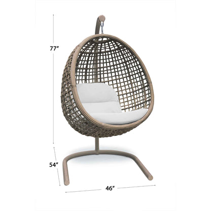 Dynasty Hanging Chair with Frame and Sunbrella Cushion (Kubu Mushroom)