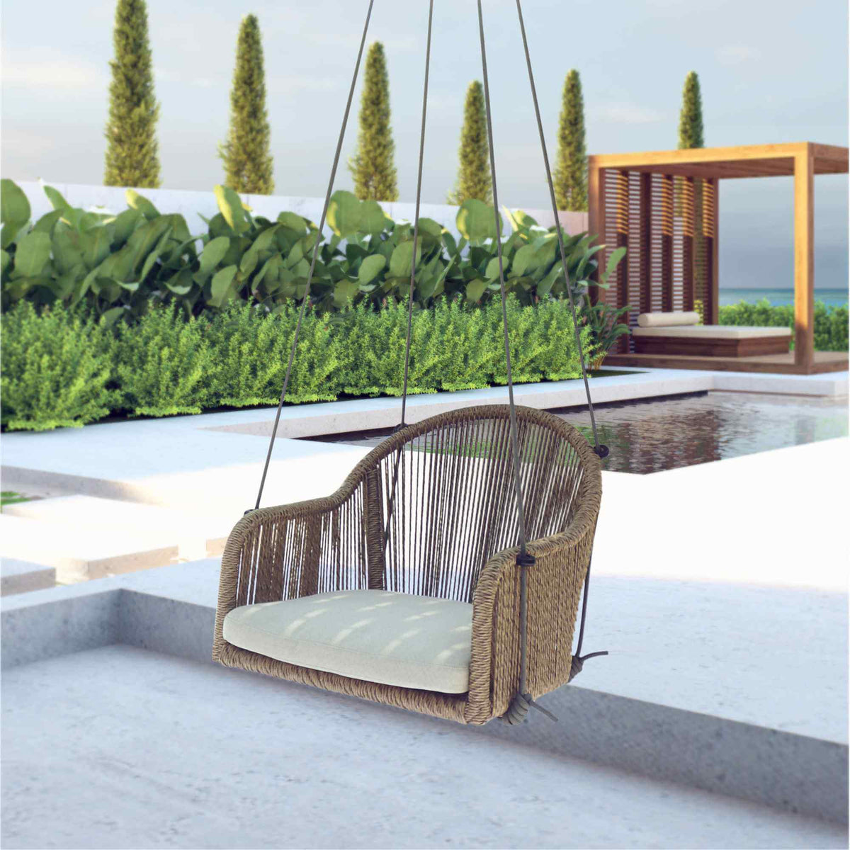 Calixto Hanging Dining Chair with Sunbrella Cushion (view 1)