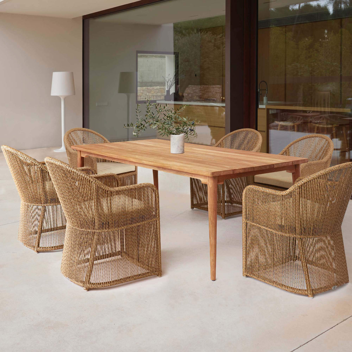 Calixto 7-Piece Rectangular Dining Set with Sunbrella Cushions (view 1)