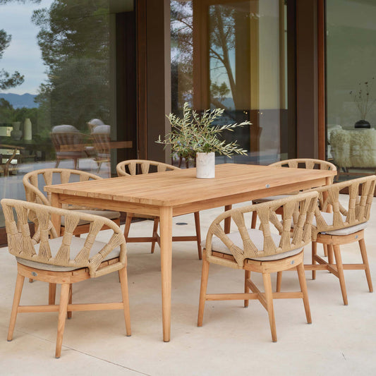 Krabi 7-Piece Rectangular Outdoor Dining Set with Sunbrella Cushions