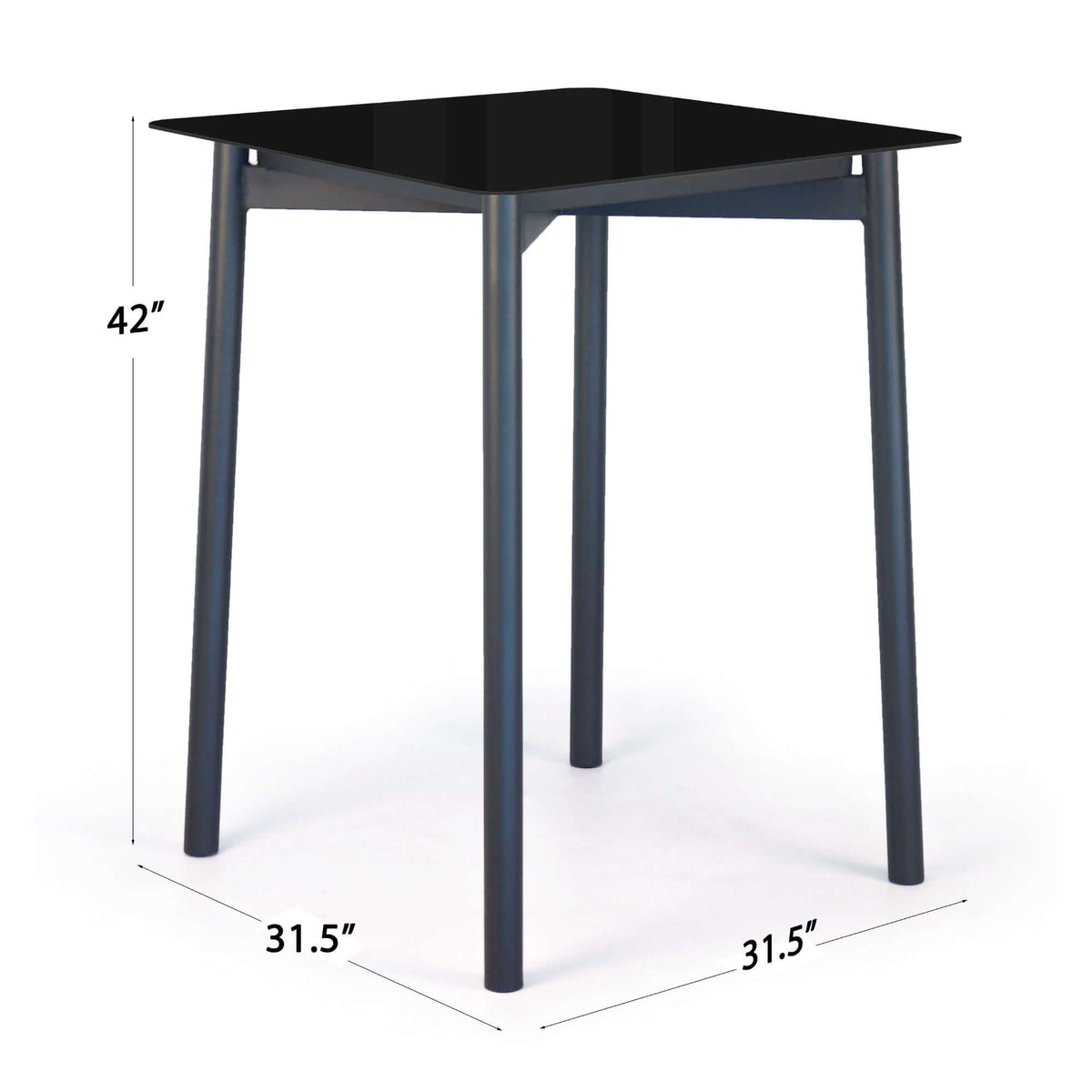 Boston Square Pub Table with Glass (view 2)