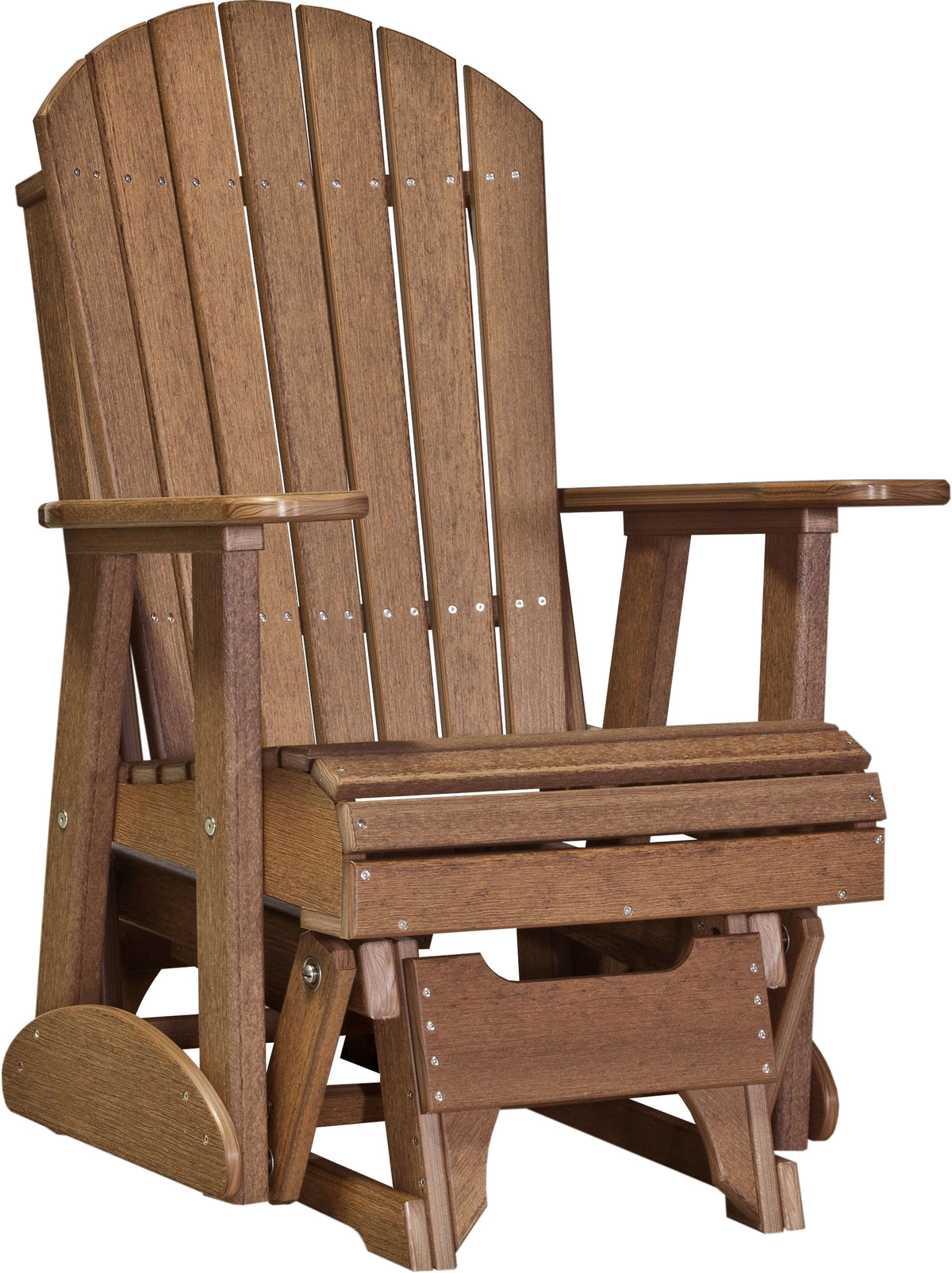 LuxCraft 2' Adirondack Glider Chair 3-Piece Set in Antique Mahogany — Amish-crafted recycled poly, weather-resistant design