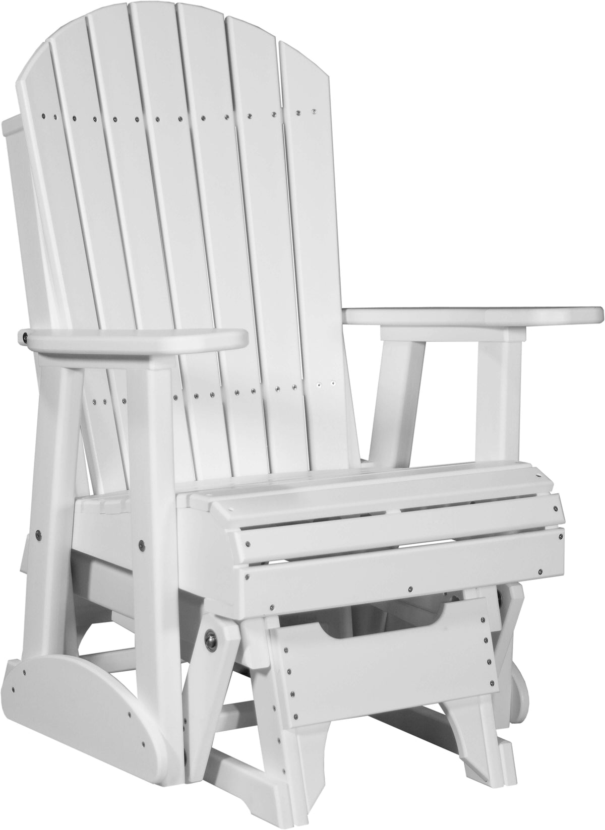 LuxCraft 2' Adirondack Glider Chair 3-Piece Set in White — Amish-crafted recycled poly, 20-year poly durability