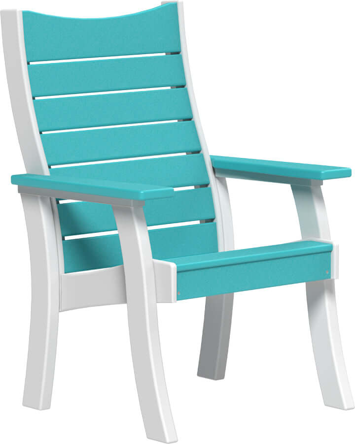 LuxCraft 2' Contour Outdoor Bench in Aruba Blue and White — Amish-crafted recycled poly, weather-resistant design