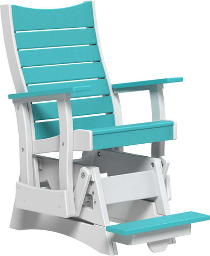 LuxCraft 2' Contour Balcony Glider in Aruba Blue and White — Amish-crafted recycled poly, weather-resistant design