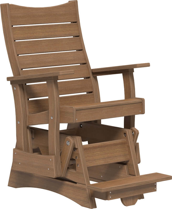 LuxCraft 2' Contour Balcony Glider in Antique Mahogany — 24-inch seat counter-height, fade-resistant poly