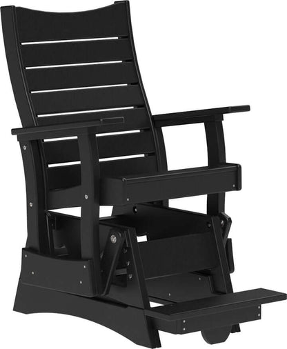 LuxCraft 2' Contour Balcony Glider in Black — Amish-crafted recycled poly, 20-year poly durability