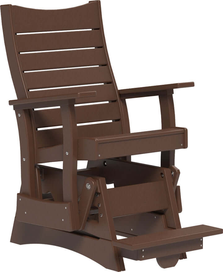 LuxCraft 2' Contour Balcony Glider in Chestnut Brown — 24-inch seat counter-height, long-life recycled poly