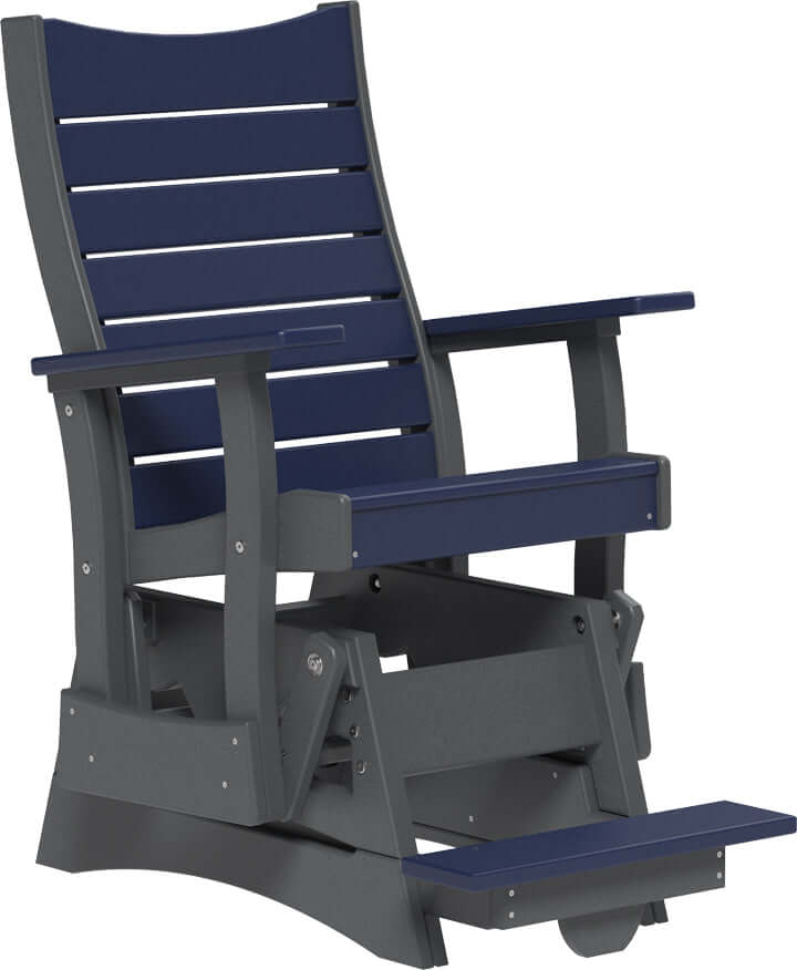 LuxCraft 2' Contour Balcony Glider in Patriot Blue — 24-inch seat counter-height, recycled HDPE construction