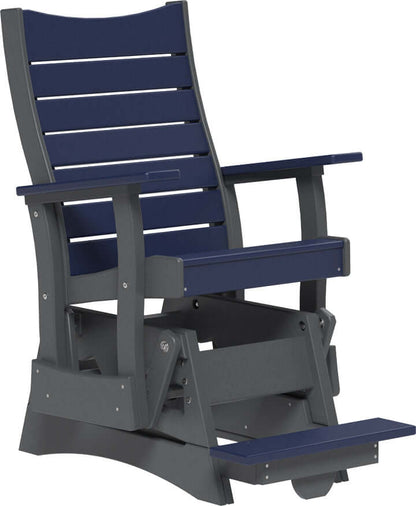 LuxCraft 2' Contour Balcony Glider in Patriot Blue — 24-inch seat counter-height, recycled HDPE construction