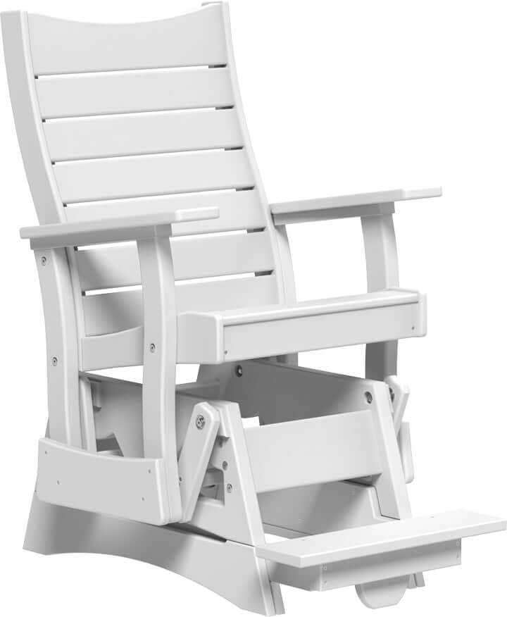 LuxCraft 2' Contour Balcony Glider in White — Amish-crafted recycled poly, commercial-grade poly