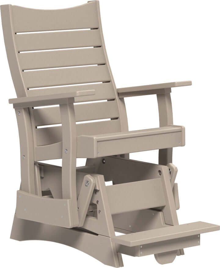 LuxCraft 2' Contour Balcony Glider in Weatherwood — 24-inch seat counter-height, long-life recycled poly