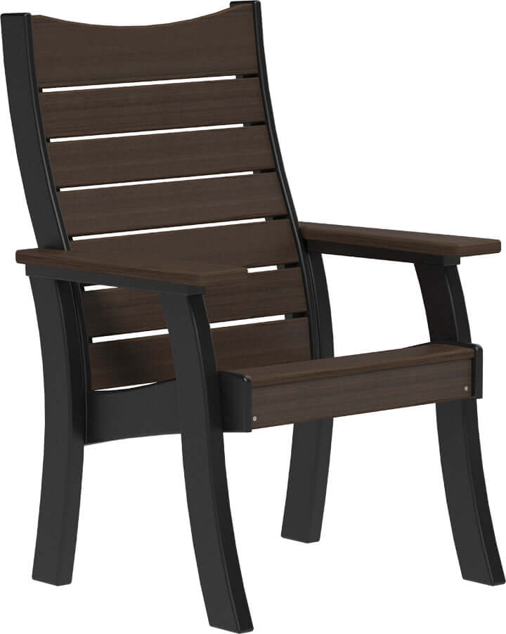 LuxCraft 2' Contour Outdoor Bench in Brazilian Walnut and Black — wide poly bench seat, recycled HDPE construction