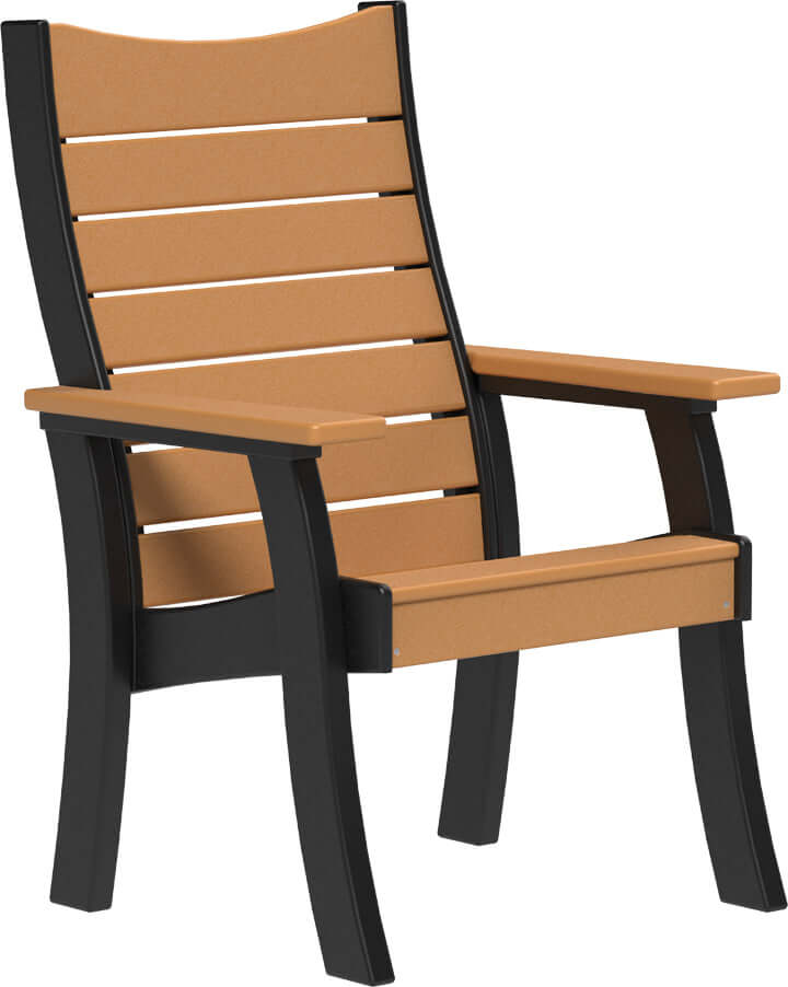 LuxCraft 2' Contour Outdoor Bench in Cedar and Black — recycled poly slat-top bench for porch and entryway seating