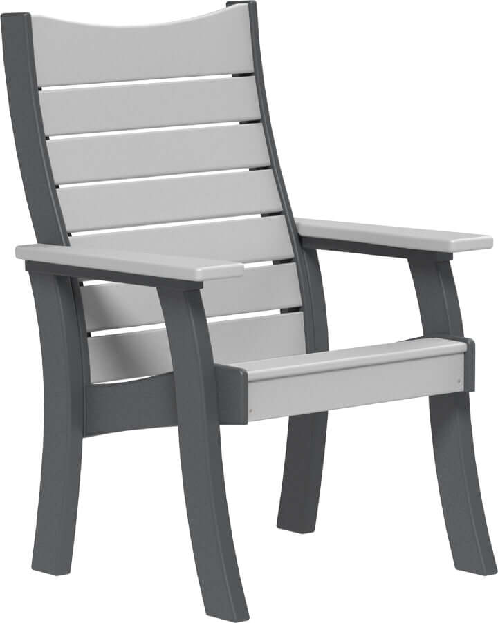 LuxCraft 2' Contour Outdoor Bench in Dove Gray and Slate — recycled poly slat-top bench for porch and entryway seating