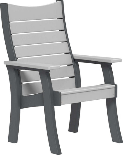 LuxCraft 2' Contour Outdoor Bench in Dove Gray and Slate — recycled poly slat-top bench for porch and entryway seating