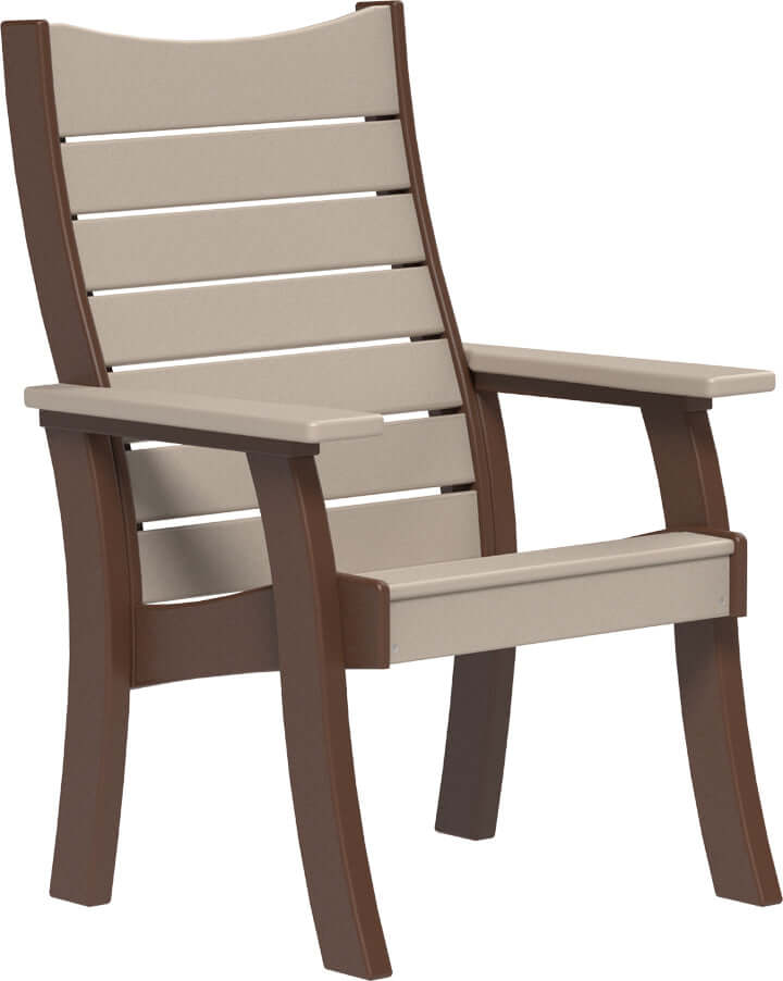 LuxCraft 2' Contour Outdoor Bench in Weatherwood and Chestnut Brown — recycled poly slat-top bench for porch and entryway seating