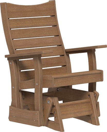LuxCraft 2' Contour Poly Glider in Antique Mahogany — shaped curved-back glider, fade-resistant poly