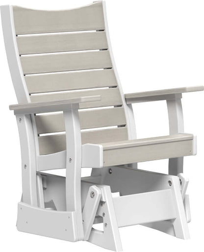 LuxCraft 2' Contour Poly Glider in Birch and White — Amish-crafted recycled poly, 20-year poly durability