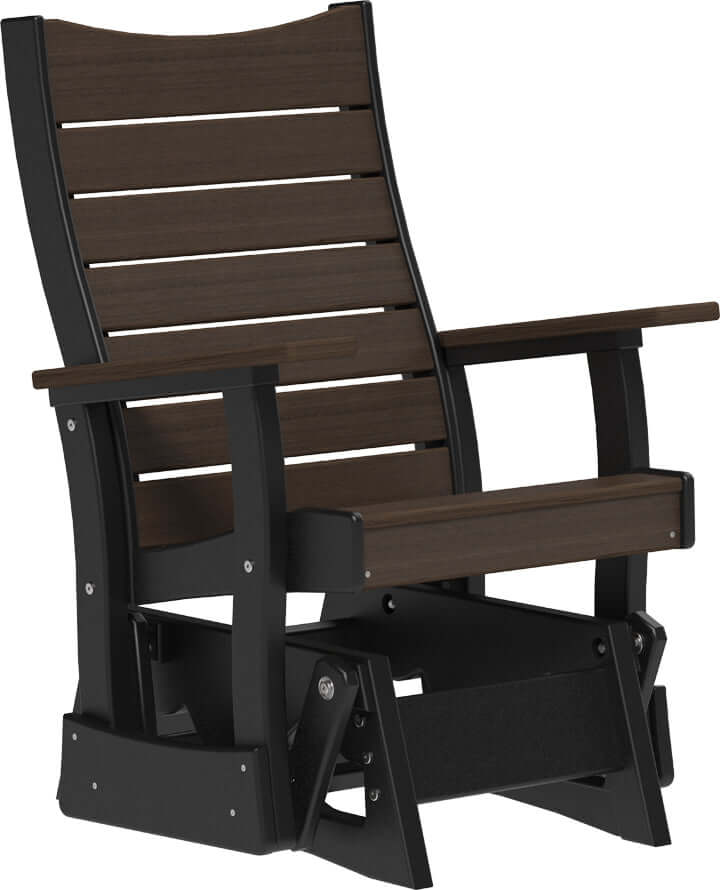 LuxCraft 2' Contour Poly Glider in Brazilian Walnut and Black — Amish-crafted recycled poly, commercial-grade poly