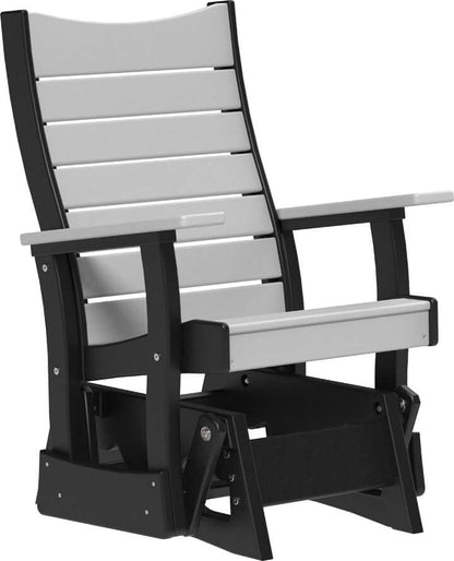 LuxCraft 2' Contour Poly Glider in Dove Gray and Black — Amish-crafted recycled poly, 20-year poly durability