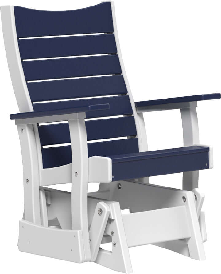 LuxCraft 2' Contour Poly Glider in Patriot Blue — ergonomic contoured backrest for outdoor use