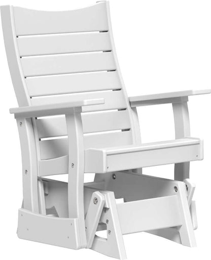 LuxCraft 2' Contour Poly Glider in White — Amish-crafted recycled poly, commercial-grade poly