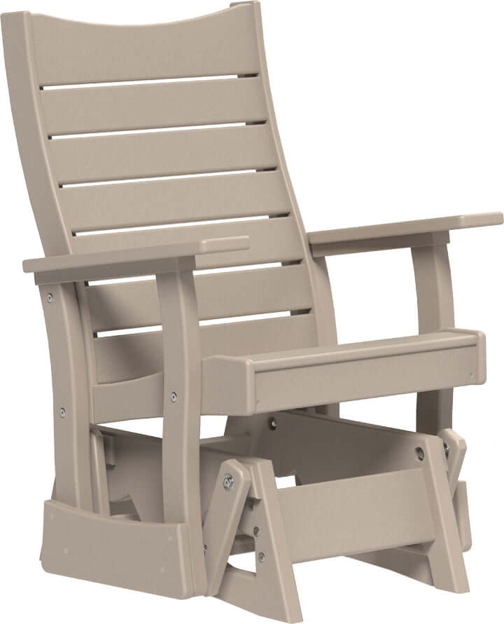 LuxCraft 2' Contour Poly Glider in Weatherwood — shaped curved-back glider, long-life recycled poly