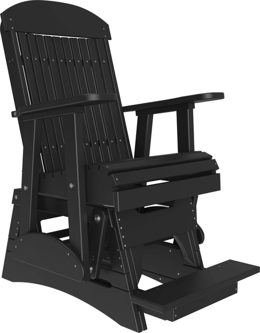 LuxCraft 2' Classic Balcony Glider Chair in Black — 24-inch seat counter-height, fade-resistant poly
