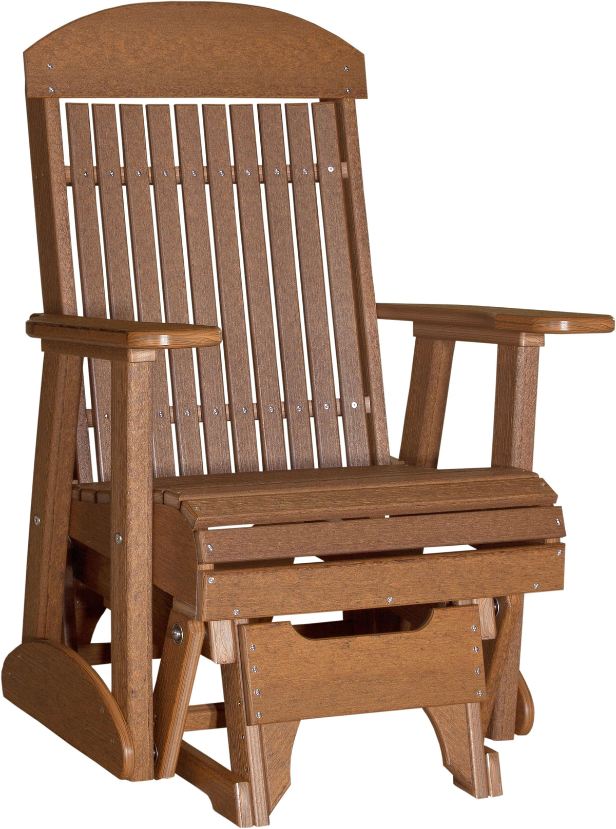 LuxCraft 2' Classic Glider Set in Antique Mahogany — smooth porch-style glide, fade-resistant poly