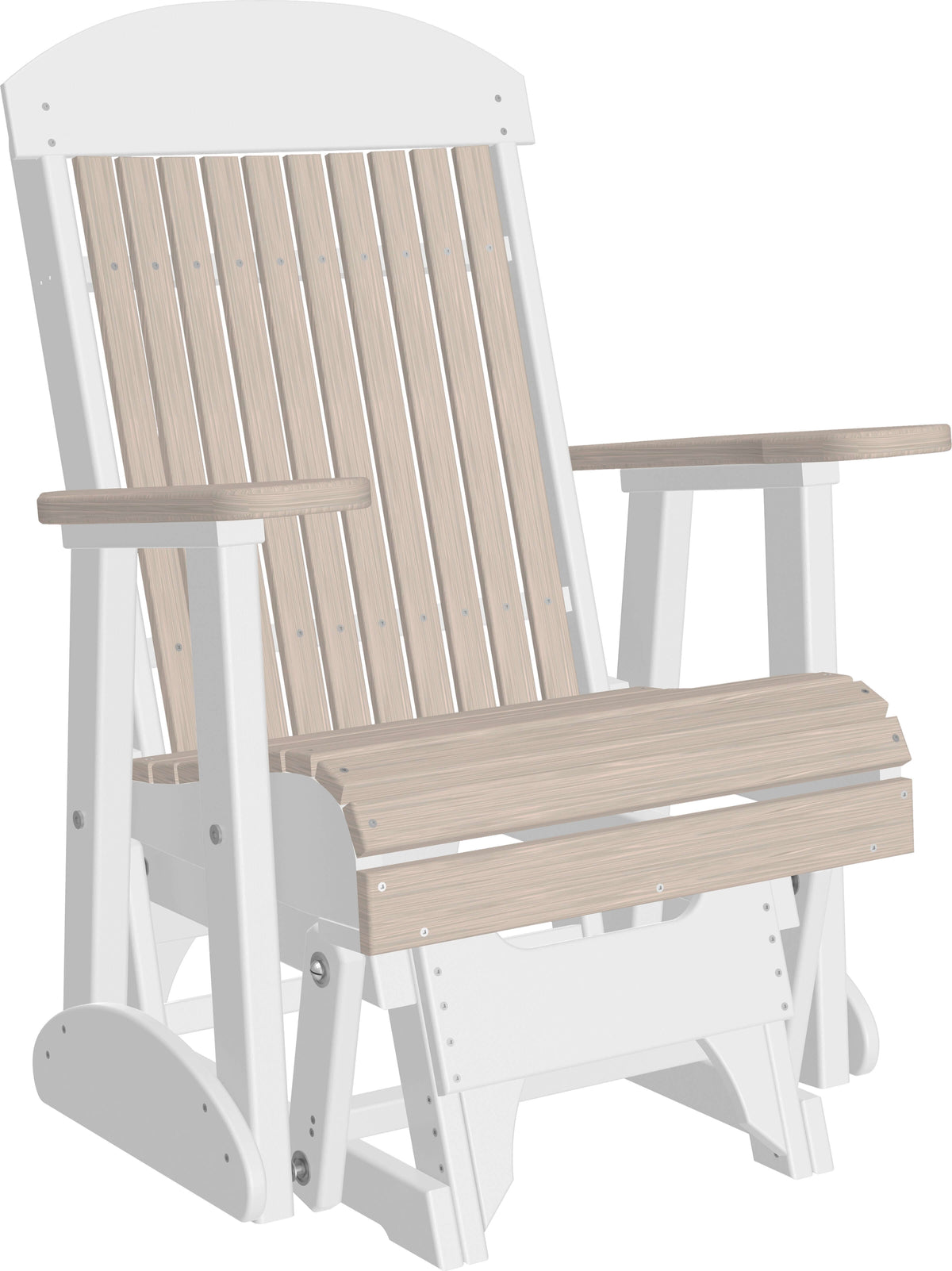 LuxCraft 2' Classic Glider Set in Birch and White — Amish-crafted recycled poly, 20-year poly durability