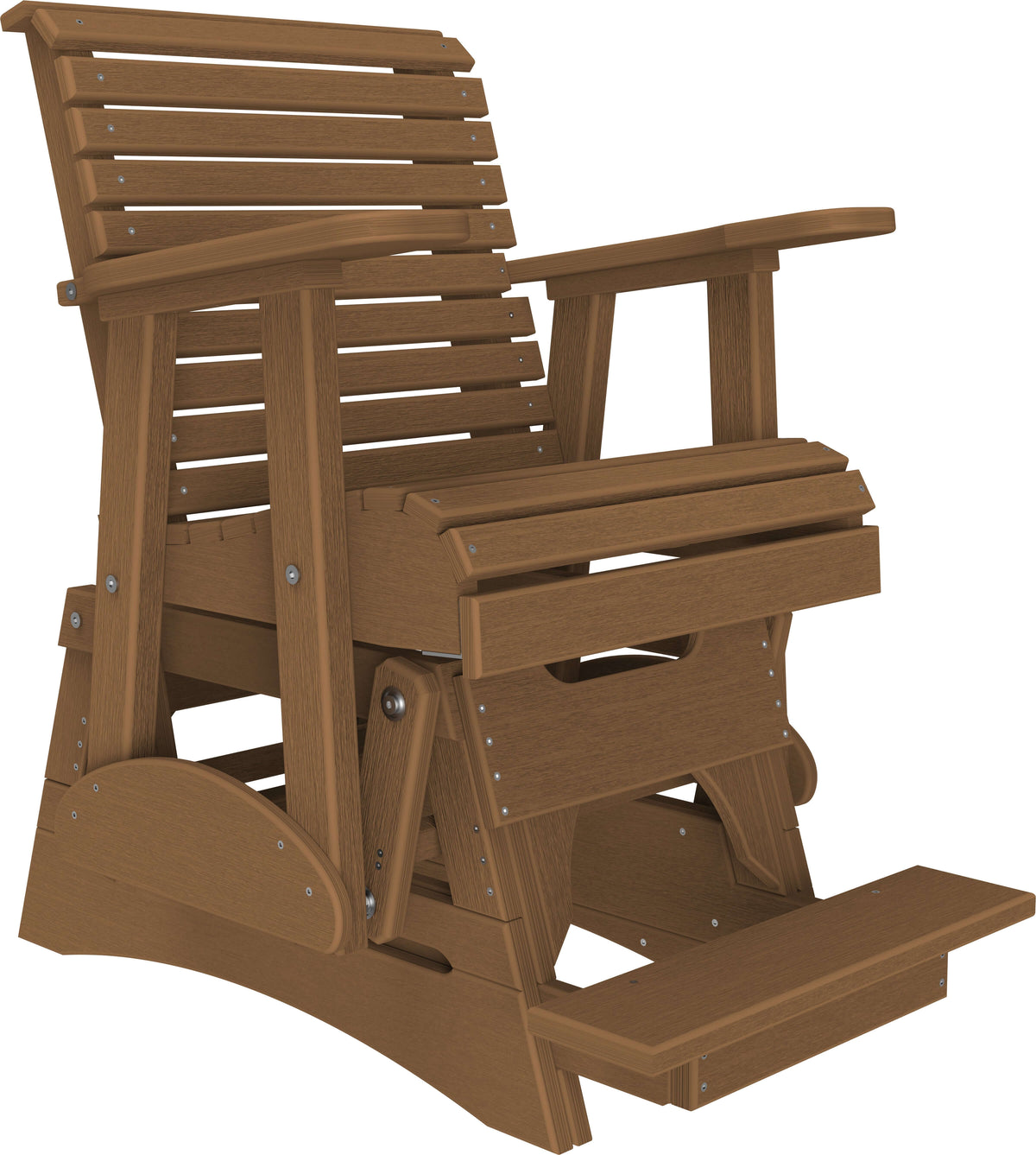 LuxCraft 2' Plain Balcony Glider Set in Antique Mahogany — 24-inch seat counter-height, fade-resistant poly