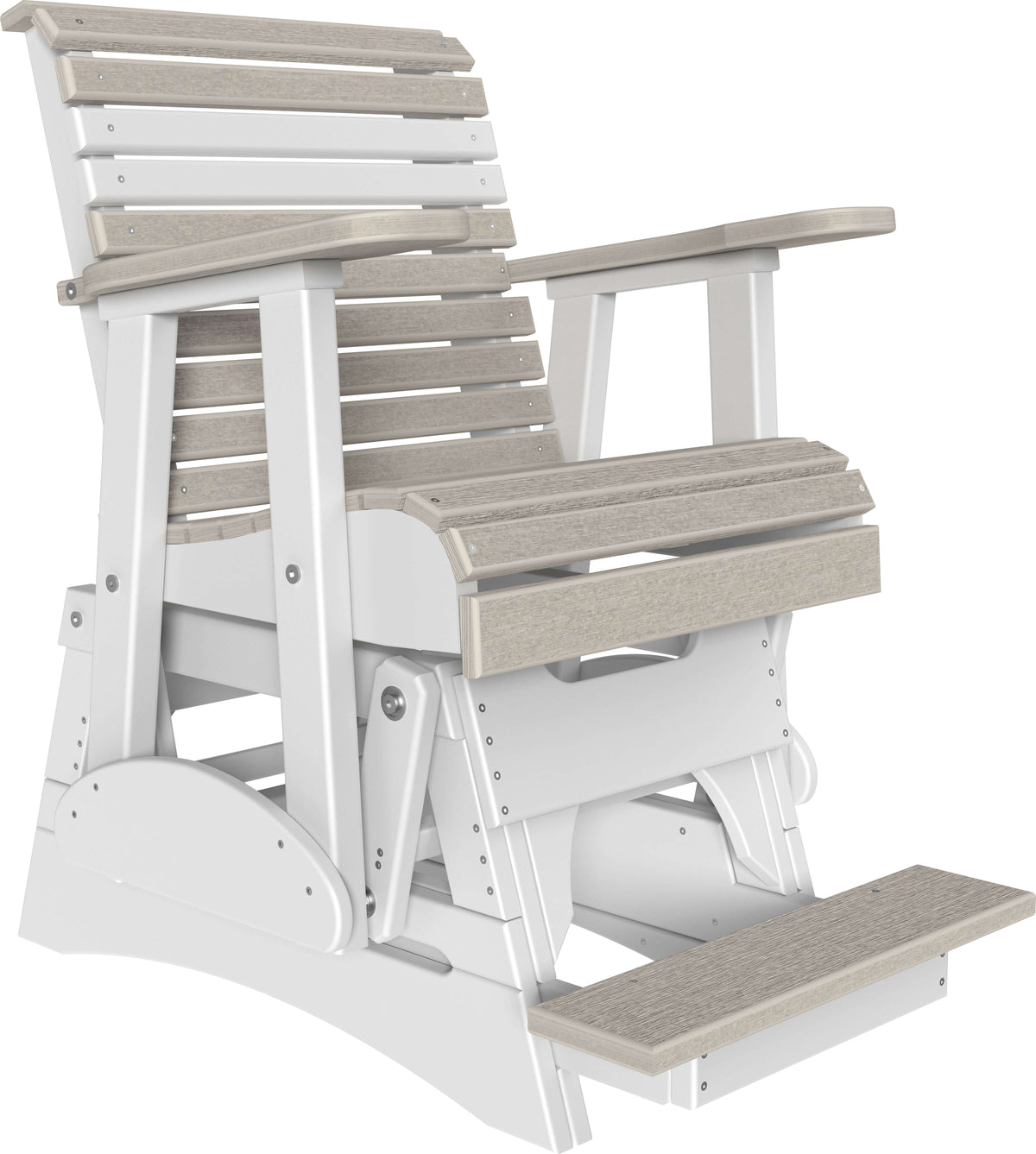 LuxCraft 2' Plain Balcony Glider Set in Birch and White — Amish-crafted recycled poly, 20-year poly durability