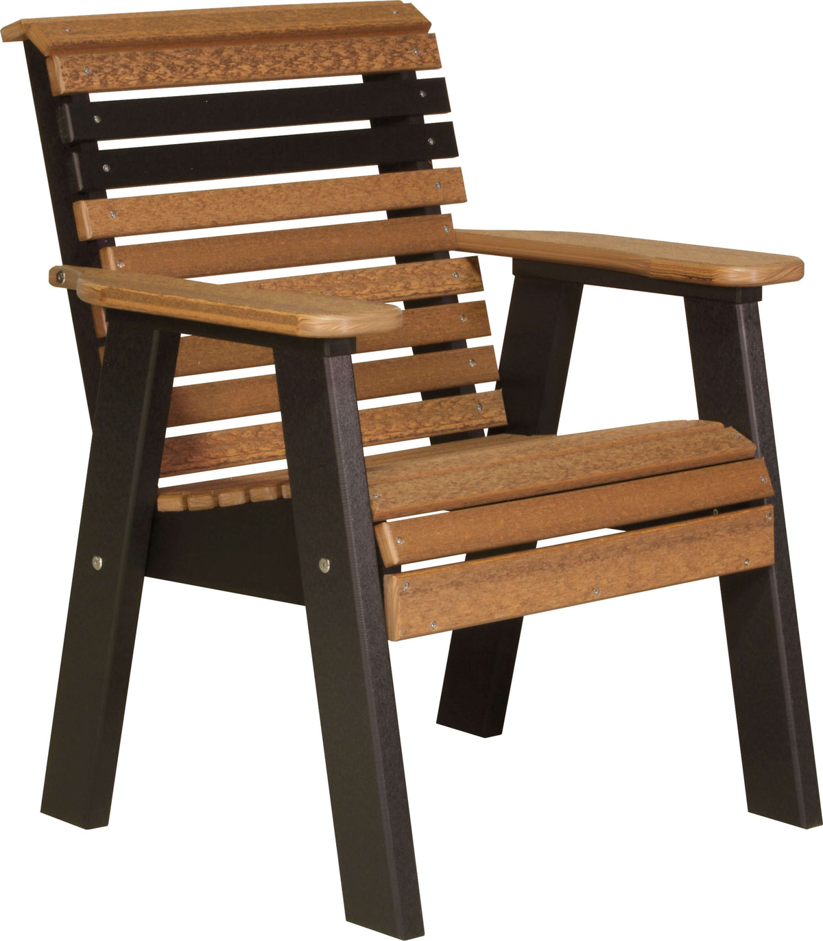 LuxCraft 2' Plain Bench in Antique Mahogany and Black — recycled poly slat-top bench for porch and entryway seating