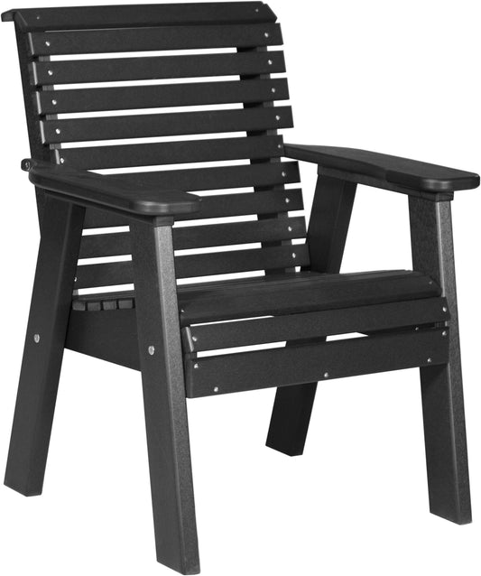 LuxCraft 2' Plain Bench in Black — recycled poly slat-top bench for porch and entryway seating