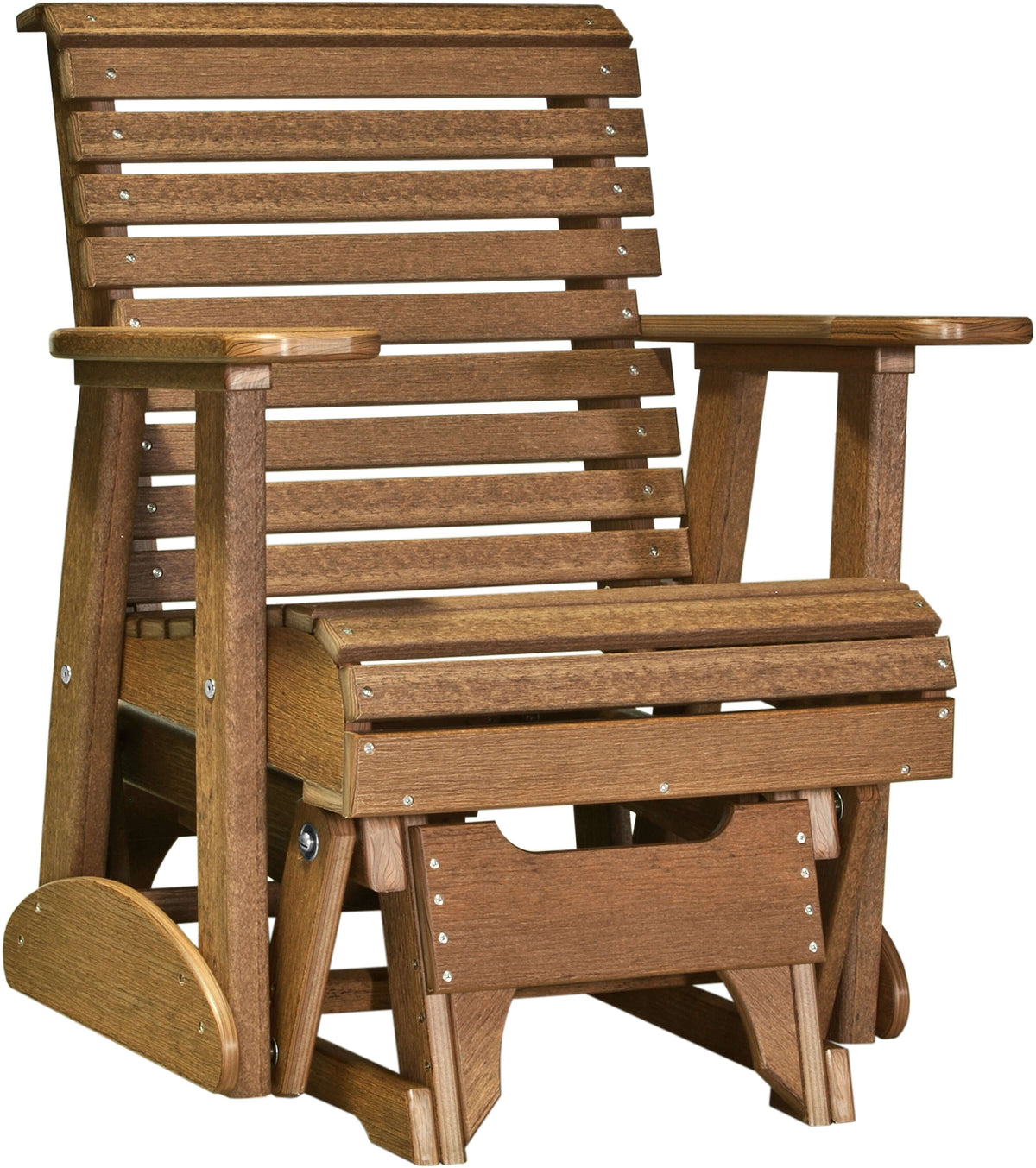 LuxCraft 2' Plain Glider Set in Antique Mahogany — streamlined glider design, fade-resistant poly